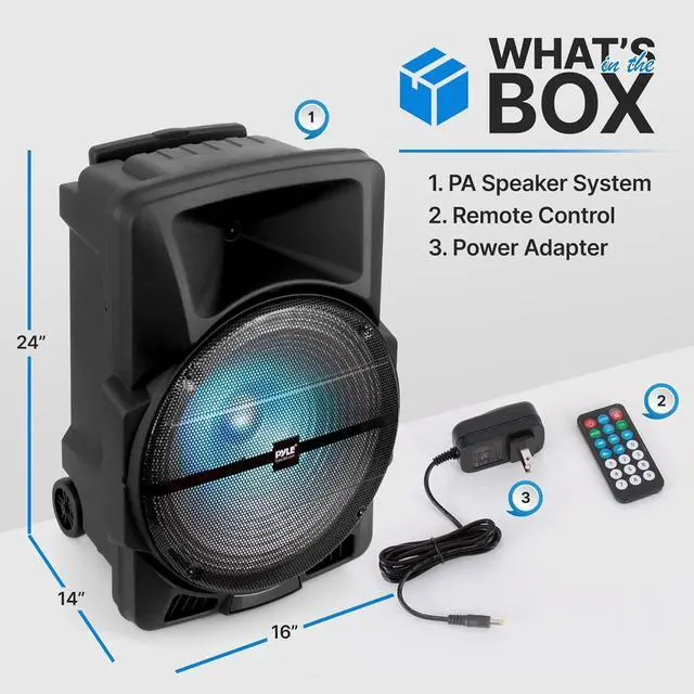 Alt view image 3 of 7 - Pyle Wireless Portable PA Speaker System -1200W High Powered Bluetooth Compatible Indoor&Outdoor DJ Sound Stereo Loudspeaker wITH USB MP3 AUX 3.5mm Input, Flashing Party Light & FM Radio -PPHP1544B