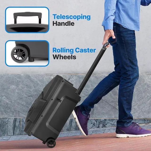 Alt view image 5 of 7 - Pyle Wireless Portable PA Speaker System -1200W High Powered Bluetooth Compatible Indoor&Outdoor DJ Sound Stereo Loudspeaker wITH USB MP3 AUX 3.5mm Input, Flashing Party Light & FM Radio -PPHP1544B