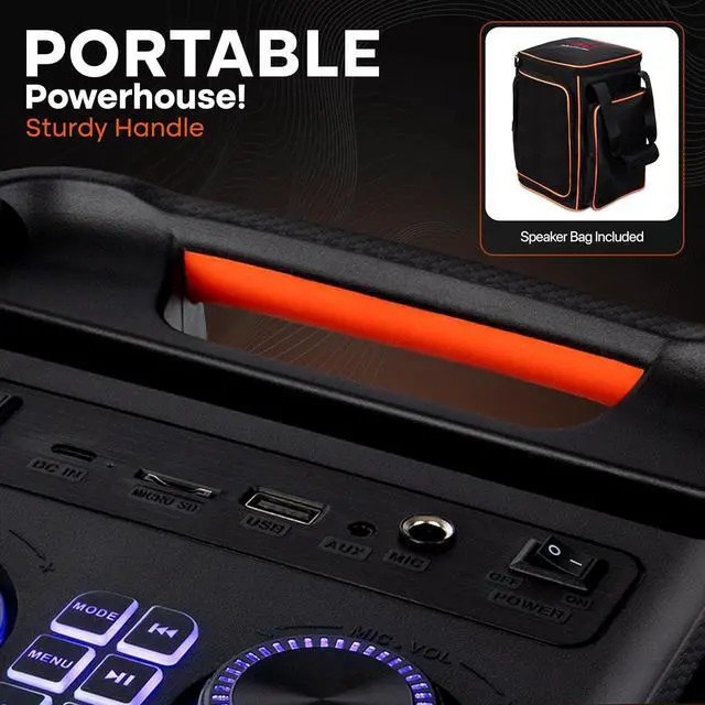 Alt view image 5 of 7 - Pyle Audio Bluetooth Party Speaker - Party Bluetooth Speaker with True Wireless Stereo System - Enjoy Powerful Bass and Clear Treble - Big Speaker with Carry Bag - Model PPHP8496BG - 100W