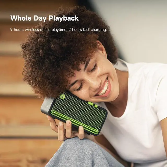 Alt view image 6 of 7 - Edifier MP230 Portable Bluetooth Speaker, Wireless Speaker with Stereo Sound for Outdoor Travel, 10-Hour Playtime, Supports USB Soundcard/Micro SD, 20W RMS - Black Green
