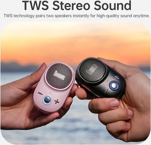 Alt view image 6 of 7 - Divoom Itour-S Portable Mini Wearable Bluetooth Speaker, Big Audio and Punchy Bass,Clip-On Design, IP67 Waterproof and Dustproof,10 Hours Playtime,Speaker for Home Travel Office and Outdoors (Black)