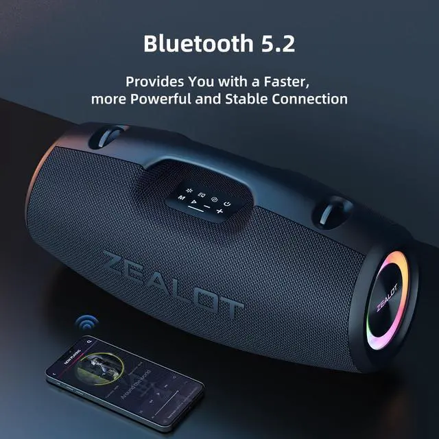 Alt view image 5 of 7 - ZEALOT S78 120W Bluetooth Speaker with Wireless Z7 Subwoofer + Phone Holder, Portable Long Playtime Party Speaker for Home/Outdoor (Black)