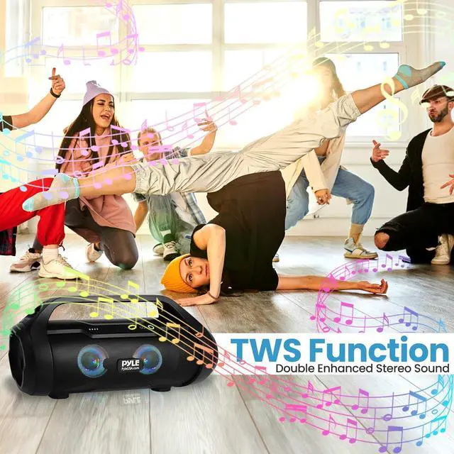 Alt view image 4 of 7 - Pyle Wireless Portable Bluetooth Boombox Speaker - 500W 2.0CH Rechargeable Boom Box Speaker Portable Barrel Loud Stereo System with AUX Input/USB/SD/Fm Radio, 3" Subwoofer, Voice Control - PBMWP185