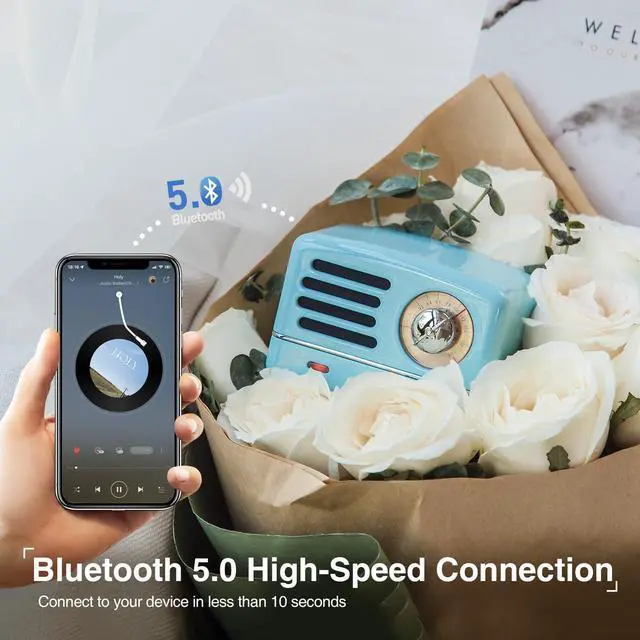 Alt view image 5 of 7 - Muzen Portable Bluetooth Speaker, OTR Metal Retro Small Wireless Speaker, FM Radio with Antenna AUX, 10h+ Long Playtime, High Fidelity Stereo Audio with Suitcase, Room Office Decor, Festival Gift