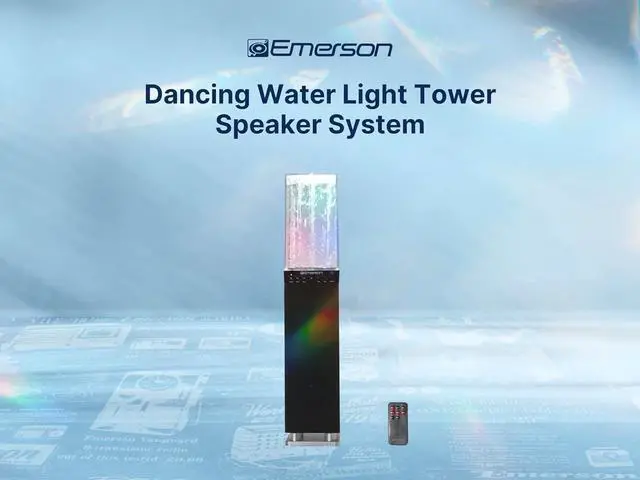 Alt view image 2 of 7 - Emerson EHS-2001 Dancing Water Light Tower Speaker System with Bluetooth and FM Radio, Floor-Standing Wireless Speaker with LED Water Fountain Light Show, Crystal Clear Sound, Bluetooth Streaming