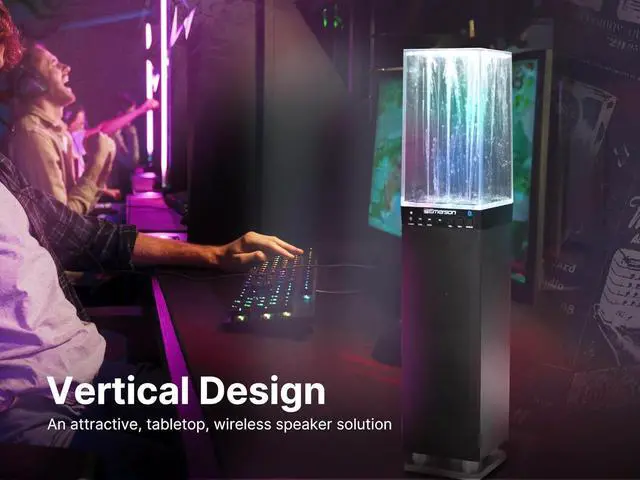 Alt view image 7 of 7 - Emerson EHS-2001 Dancing Water Light Tower Speaker System with Bluetooth and FM Radio, Floor-Standing Wireless Speaker with LED Water Fountain Light Show, Crystal Clear Sound, Bluetooth Streaming