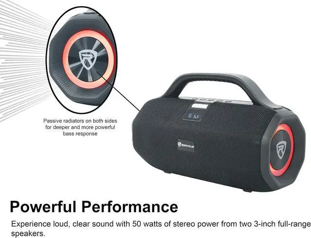 Alt view image 5 of 7 - Rockville Bundle SONIC-50L Large Portable Bluetooth Party Speaker, Big Bass/LED/Mic (2 Items)