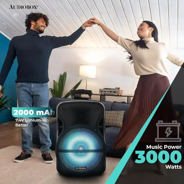 Alt view image 4 of 5 - ABX-12S 12" Portable Bluetooth PA Speaker w/Stand & Mic, USB, TF, FM, AUX, 1/4" Mic Jack, Rechargeable Battery, Trolley Handle & Wheels, Perfect for DJ, Parties, & Events