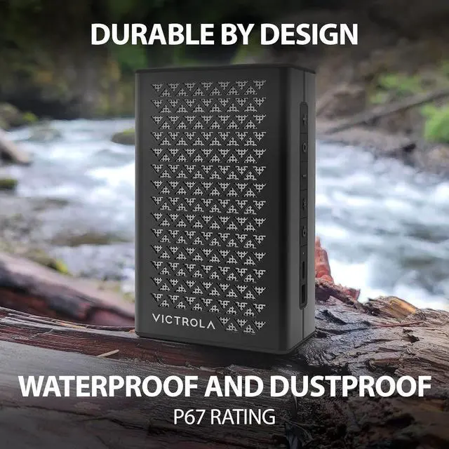 Alt view image 7 of 7 - Victrola Music Edition 1  Portable Bluetooth Speaker, IP67 Water and Dust Resistant, 12 Hour Battery Life, Multi-Speaker Pairing, Premium Sound and Passive Bass Radiator, USB-C Charging (Black)