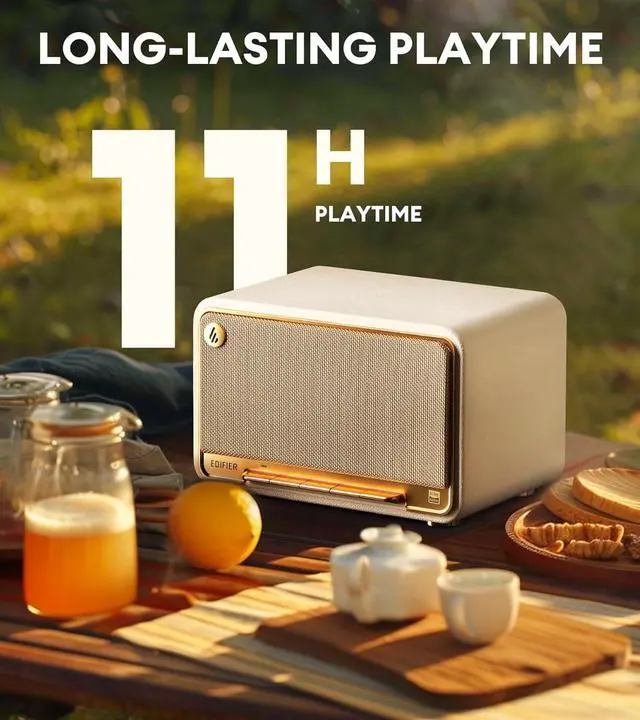 Alt view image 6 of 7 - Edifier D32 Tabletop Wireless Speaker, Hi-Res Audio, LDAC, AAC, ALAC, Bluetooth V5.3, 60W (RMS), 2.1 Acoustic Architecture, Full Digital Signal Process, 11h Playtime, APP Control, White