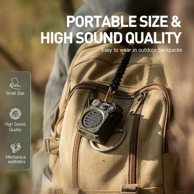 Alt view image 2 of 7 - Muzen Portable Bluetooth Speaker, Wild Mini Rugged Travel Outdoor Speaker, Wireless Waterproof IPX5 with Flashlight, Crystal Clear Stereo Sound, Metal Wild Cool Look, for Adventure, Camping, Hiking