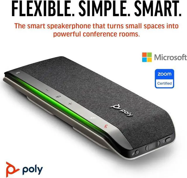 Alt view image 2 of 6 - Poly Sync 40 Smart Speakerphone (Plantronics) - Flexible Workspaces - Connect to PC/Mac via USB-A or USB-C and Smartphones via Bluetooth - Works with Teams, Zoom  Amazon Exclusive