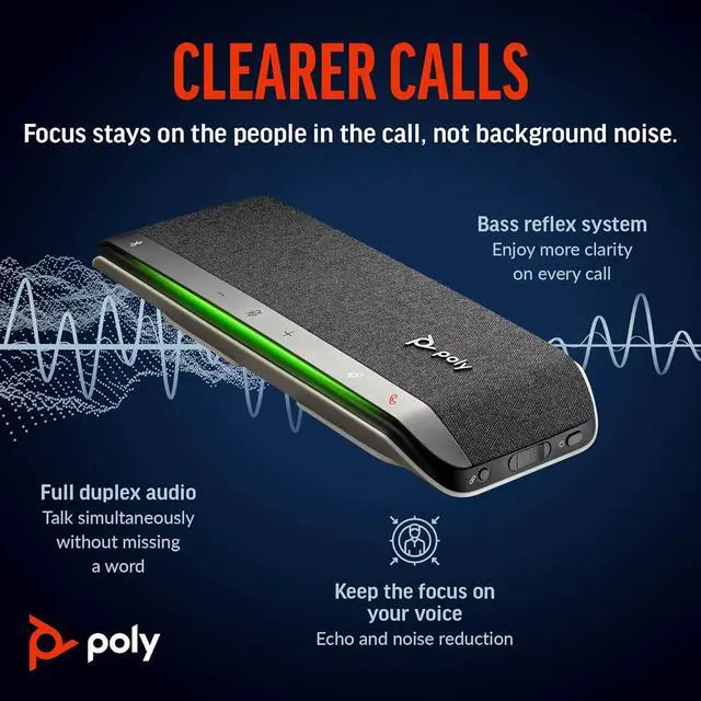 Alt view image 3 of 6 - Poly Sync 40 Smart Speakerphone (Plantronics) - Flexible Workspaces - Connect to PC/Mac via USB-A or USB-C and Smartphones via Bluetooth - Works with Teams, Zoom  Amazon Exclusive