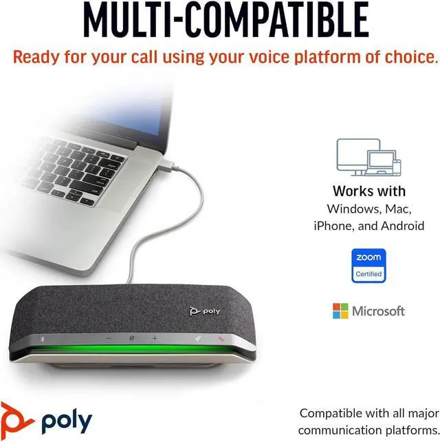 Alt view image 6 of 6 - Poly Sync 40 Smart Speakerphone (Plantronics) - Flexible Workspaces - Connect to PC/Mac via USB-A or USB-C and Smartphones via Bluetooth - Works with Teams, Zoom  Amazon Exclusive