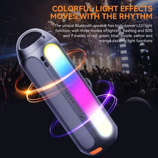 Alt view image 5 of 7 - Portable Bluetooth Speaker, 30W Outdoor Portable Wireless Speakers IPX6 Waterproof with LED RGB Lights 30H Playtime Deep Bass for Home/Outdoor/Party/Beach,Gift Ideas