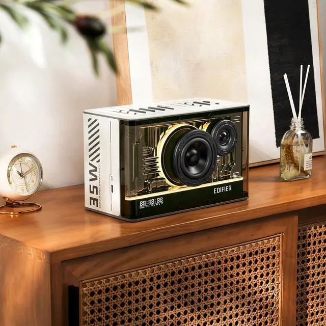 Alt view image 7 of 7 - Edifier QD35 Tabletop Bluetooth Speakers, Hi-Res Audio & Hi-Resolution Sound Wireless Certified Computer Loudspeaker, 35W GaN Ultra-Fast Charging, Splendid Light Effects Home Speaker for Phone, White