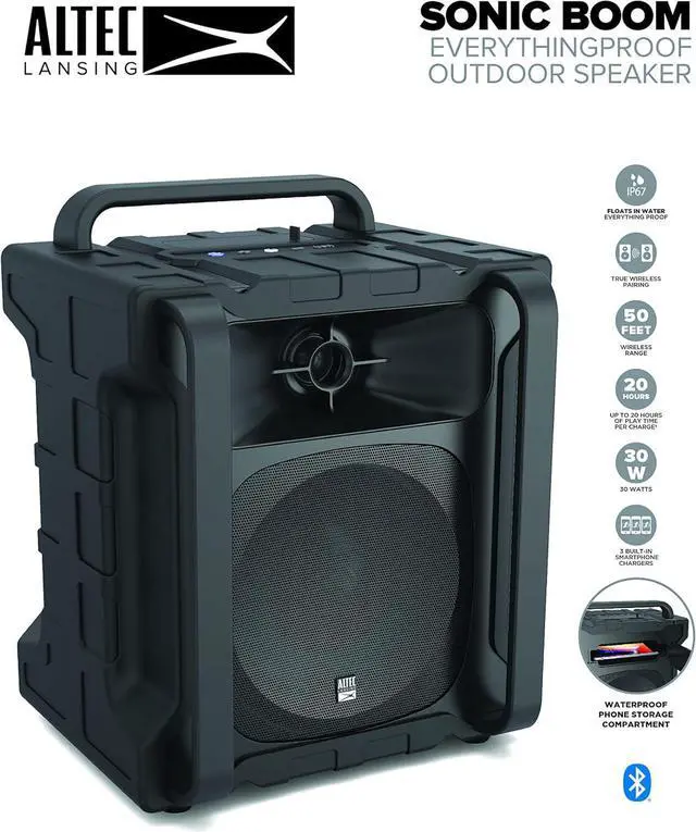 Alt view image 3 of 7 - Altec Lansing Sonic Boom - Waterproof Bluetooth Speaker with Phone Charger, IP67 Outdoor Speaker, 3 USB Charging Ports, 50 Foot Range & 20 Hours Battery Life