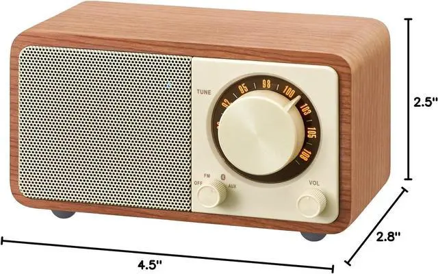 Alt view image 7 of 7 - Sangean WR-7WL Wood Cabinet Mini Bluetooth Speaker with FM Tuner and Aux-in Walnut/Wood