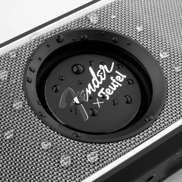 Alt view image 3 of 6 - Fender x Teufel ROCKSTER GO 2 Portable Bluetooth Speaker  Powerful Sound, Rugged, Waterproof, 28 Hour Battery, Carrying Strap for Outdoors and Travel