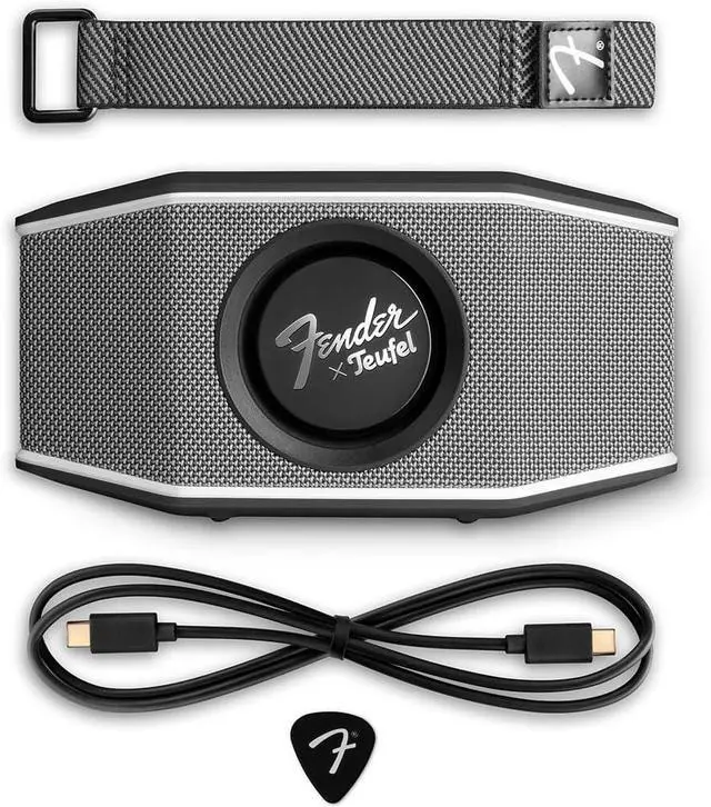 Alt view image 5 of 6 - Fender x Teufel ROCKSTER GO 2 Portable Bluetooth Speaker  Powerful Sound, Rugged, Waterproof, 28 Hour Battery, Carrying Strap for Outdoors and Travel