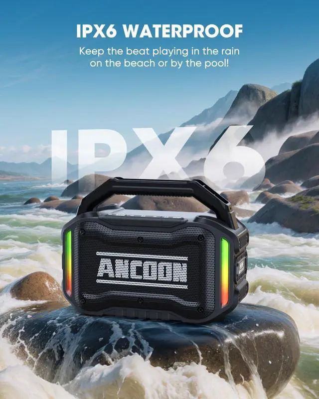 Alt view image 3 of 7 - Speakers Bluetooth Wireless: 80W(Peak) Loud Speaker with Bass, 20H Playtime, IPX6 Waterproof, Large Jobsite Speakers for Work, Outdoor, Workshop, Garage, Portable Speaker with TWS (Black)