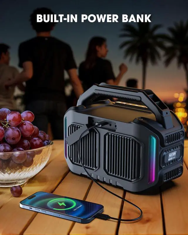 Alt view image 7 of 7 - Speakers Bluetooth Wireless: 80W(Peak) Loud Speaker with Bass, 20H Playtime, IPX6 Waterproof, Large Jobsite Speakers for Work, Outdoor, Workshop, Garage, Portable Speaker with TWS (Black)