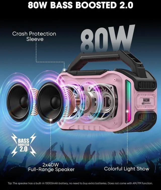 Alt view image 2 of 7 - Bluetooth Speakers Pink+Sky Blue