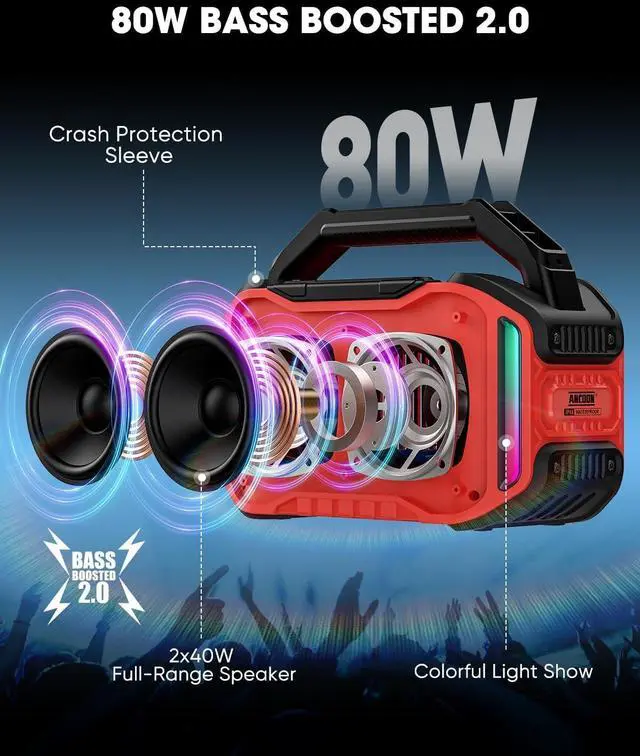 Alt view image 2 of 7 - Bluetooth Speakers Red+Green
