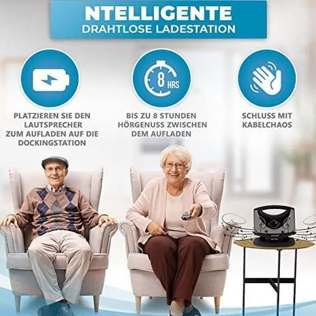 Alt view image 7 of 7 - Portable Wireless Speakers for Smart TV - Ideal for TV Watching Without The Blaring Volume - Designed for Hard of Hearing, Elderly, and Seniors - 100ft Range