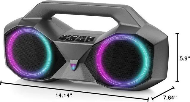 Alt view image 7 of 7 - Portable Bluetooth Speaker - IPX7 Waterproof Wireless Speakers with 80W Loud HiFi Stereo Sound, 20H Playtime, Dynamic Light, Deep Bass, Dual Pairing, 5.3 BT for Outdoor, Gifts (Silver Grey 02)