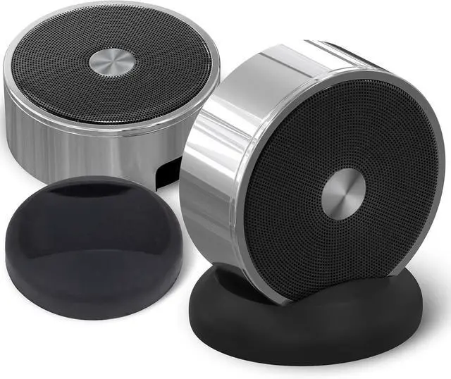 Main image of Bluetooth Speaker Set: Wireless Stereo Dual Pairing Portable Twin TWS System With Big Rich Bass Hi-Fi Multi-Room Indoor Outdoor Use Home Deck Pool Work Travel Party Camping Gift Decor Idea (Chrome)