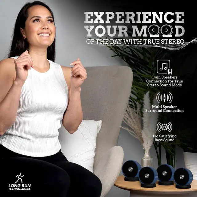 Alt view image 4 of 7 - Paired Bluetooth Speakers - Surround Sound Stereo Pairing Linkable for Home TV Car