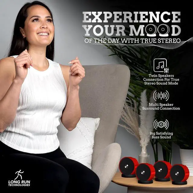 Alt view image 4 of 7 - Bluetooth Speaker Pair - TF SD Card 3.5 mm Audio Cable - Dual Pairing Bluetooth Speakers - Bluetooth Multiple Wireless Speakers - Mothers Day Gift For Mothers - Bluetooth Speaker Multiple Pairing Red