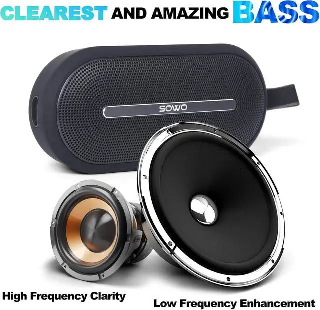 Alt view image 2 of 7 - SOWO Portable Bluetooth Speaker with Powerful Bass - Wireless Speaker with Partyboom Technology - 40W, IP67 Waterproof - Stereo Sound for Outdoor, Camping and Travel Use - Black