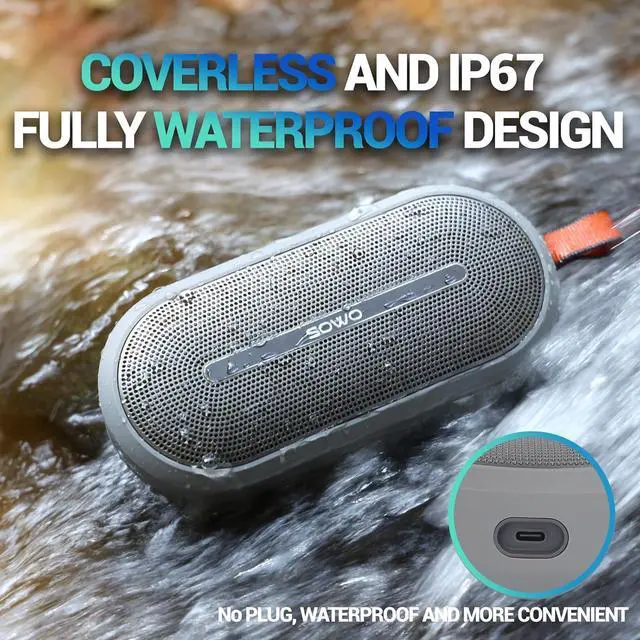 Alt view image 4 of 7 - SOWO Wireless Bluetooth Speaker, Ultra Portable Magnetic Speaker, Coverless IP67 Waterproof Design, 24 H Playtime, Small Speaker with Pro Sound, for Indoors, Outdoors, Hiking and Golf Speaker