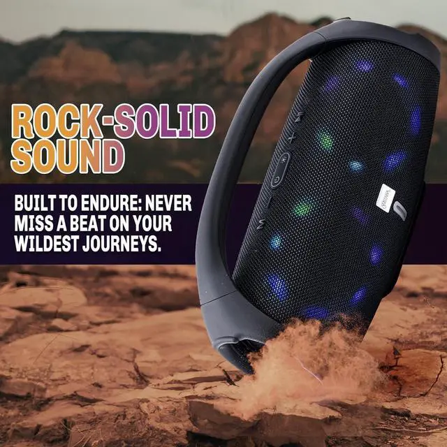 Alt view image 4 of 6 - SANTANA BY CARLOS SANTANA Bluetooth Speaker- Dynamic LED Speaker with 24 Hours Playtime, IPX5 Waterproof, Impact Resistant, Integrated Controls, Pairable for Rock Solid Sound | Fuerza | Black