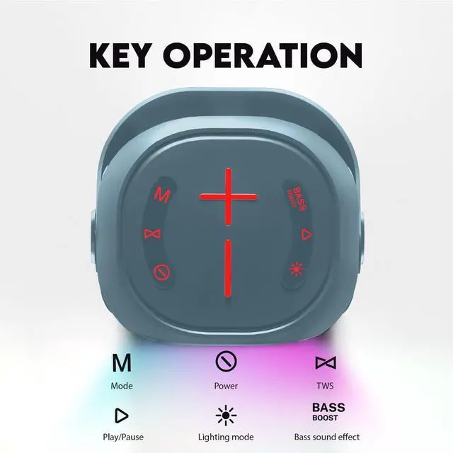 Alt view image 2 of 7 - Starument MS-PB55 Party Speaker - Wireless Portable Speaker with Loud HiFi Sound, LED Lights, Cool Unique Design - IPX5 Waterproof, Rechargeable 3600mAh Battery - Compact Home & Outdoor Travel Speaker