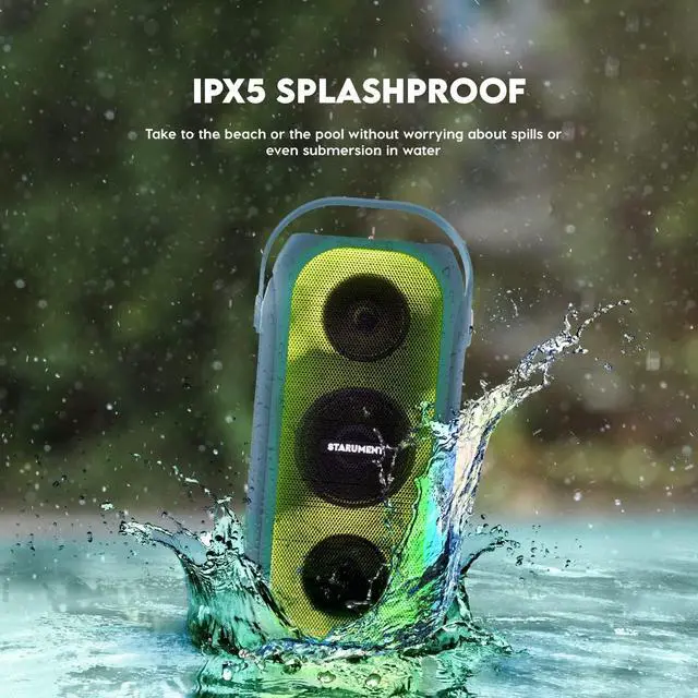 Alt view image 3 of 7 - Starument MS-PB55 Party Speaker - Wireless Portable Speaker with Loud HiFi Sound, LED Lights, Cool Unique Design - IPX5 Waterproof, Rechargeable 3600mAh Battery - Compact Home & Outdoor Travel Speaker
