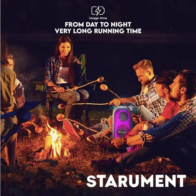 Alt view image 7 of 7 - Starument MS-PB55 Party Speaker - Wireless Portable Speaker with Loud HiFi Sound, LED Lights, Cool Unique Design - IPX5 Waterproof, Rechargeable 3600mAh Battery - Compact Home & Outdoor Travel Speaker