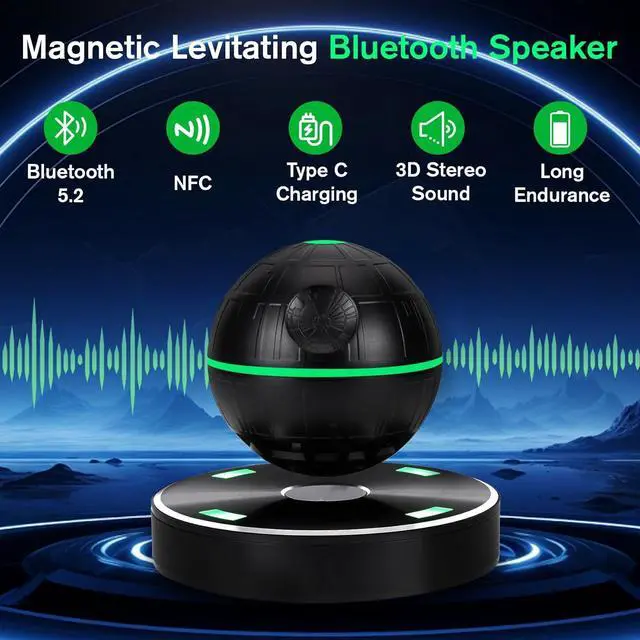 Alt view image 2 of 7 - Upgraded, Wireless Arc Star Floating Speaker, Magnetic Levitating Star Wars Bluetooth Speaker, Upgrade 8W Speaker 3D Stereo Bass Sound and NFC, Cool Tech Gadgets, Creative Electric Gifts