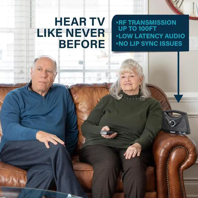 Alt view image 2 of 5 - PRO Portable Wireless TV Speakers for Smart TV Without The Blaring Volume, Ideal for Elderly and Hard of Hearing with Extra Earbuds and Power Adapter - 100ft Range (Black)