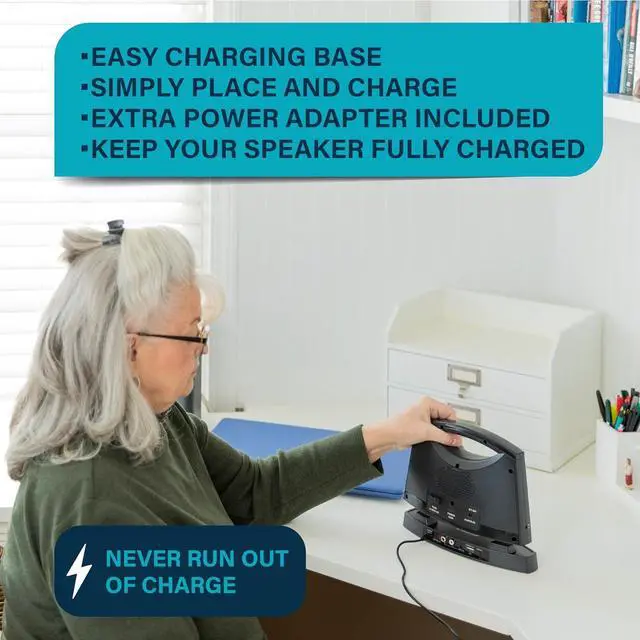 Alt view image 5 of 5 - PRO Portable Wireless TV Speakers for Smart TV Without The Blaring Volume, Ideal for Elderly and Hard of Hearing with Extra Earbuds and Power Adapter - 100ft Range (Black)