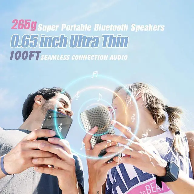 Alt view image 3 of 7 - Bluetooth Speaker, 0.65" Ultra Thin Portable Magnetic Speakers, Loud&Clear Sound, IP67 Waterproof Dustproof, Bluetooth 5.1, TWS Pairing, EQ Mode, Sleek Small Wireless Speaker for Home, Outdoor