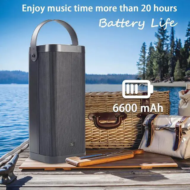 Alt view image 6 of 7 - Bluetooth Speakers, KONEX 65W Portable Wireless Speaker, Bluetooth 5.1 Heavy Bass Music Player, 3-Way System with Active Filter, 20H Long Playtime, Outdoor Speaker for Home, Office, Party, Black