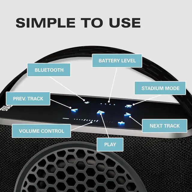 Alt view image 7 of 7 - Rocksteady Stadium Portable Bluetooth Subwoofer - Up to 100 Foot Range - Up to 30 Hour Battery Life | 1 Subwoofer
