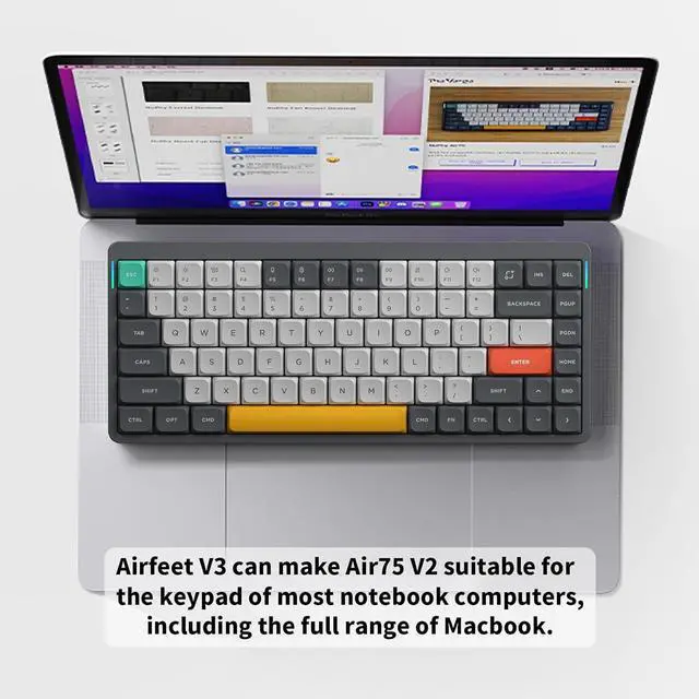 Alt view image 6 of 7 - nuphy Air75 V2 Portable 75% Mechanical Keyboard,Wireless Keyboard,Supports Bluetooth/2.4G/USB-C RGB Gaming Keyboards,Compatible with Windows/Mac OS/Linux Systems Grey-Gateron Wisteria Switch