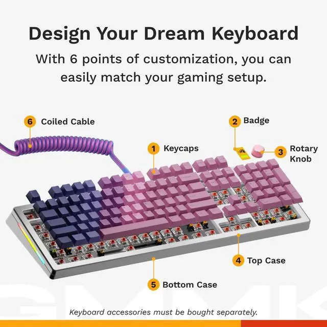Alt view image 2 of 6 - Glorious Gaming - GMMK 3 PRO Barebones Custom Keyboard Kit w/Knob, Custom Modular Aluminum Body & Gasket System, Hotswappable 100% Keyboard, Sound Dampening Foam, Aluminum Switch Plate ANSI (Silver)