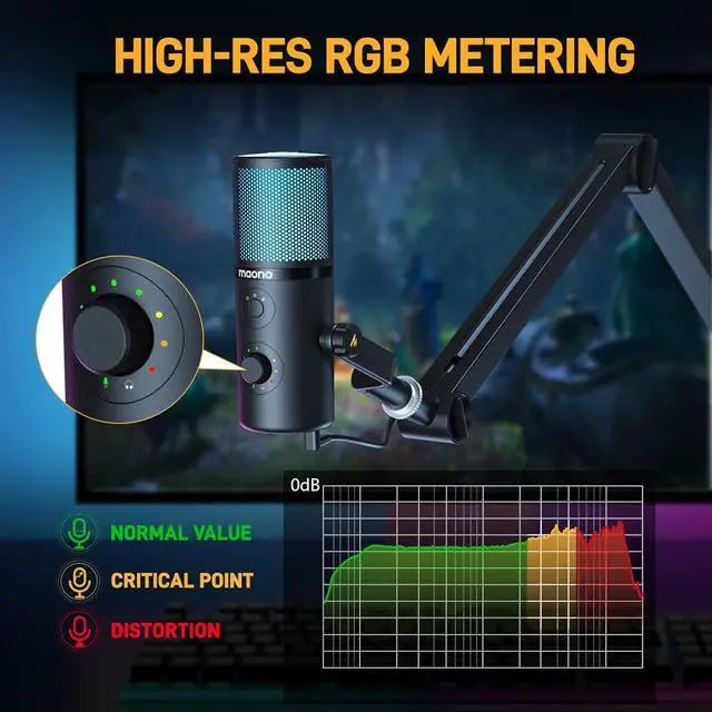 Alt view image 5 of 7 - MAONO USB Microphone for Gaming Streaming, Podcast Condenser mic with 3 Polar Patterns Software for Twitch TikTok YouTube Discord, Profession Studio Recording Mic for Computer PC Mac PS5 PS4, DM50