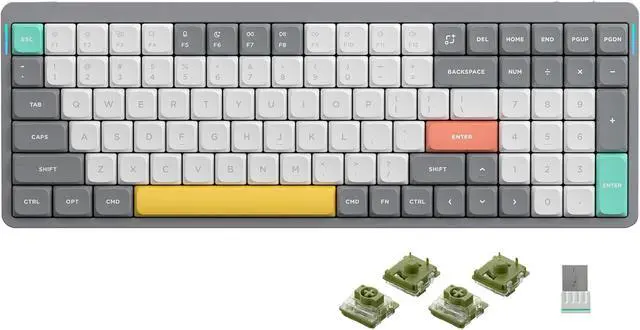 Main image of nuphy Air96 V2 Wireless Mechanical Keyboard,100 Keys RGB Backlit Keyboard,Supports Bluetooth 5.1,2.4G and Wired Connection,for PC/Laptop/Windows/Mac -Grey Gateron Moss Switch
