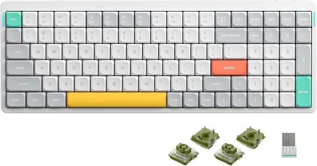 Main image of nuphy Air96 V2 Wireless Mechanical Keyboard,100 Keys RGB Backlit Keyboard,Supports Bluetooth 5.1,2.4G and Wired Connection,for PC/Laptop/Windows/Mac -White Gateron Moss Switch